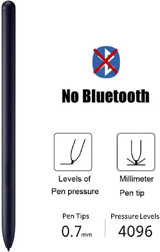 Vista 2 de Tab S7 / S7+ S Pen - Lápiz capacitivo de repuesto para Samsung Galaxy Tab S7, S7 Plus, S7 FE (EJ-PT870) + puntas/puntas (sin Bluetooth) (negro)