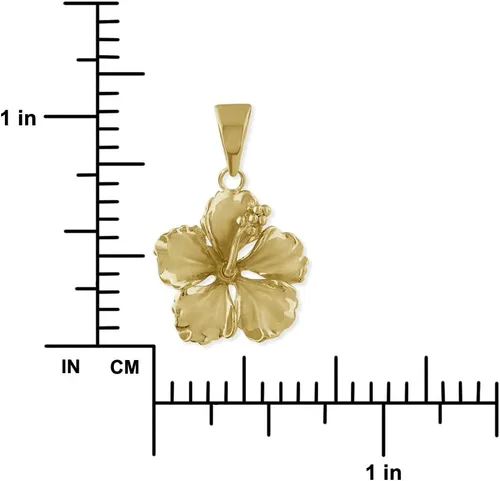 Vista 3 de Collar con colgante de hibisco de plata de ley de 0.669 in, extensor de 16+2 pulgadas