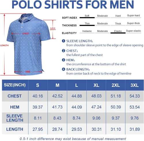 Vista 7 de Purltoan Polo de manga corta para hombre, estampado de ajuste seco, a la moda, informal, para golf, playa, tropical