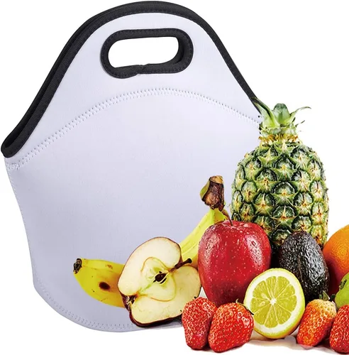 Vista 3 de Sublimation Blanks - Bolsa de almuerzo de neopreno reutilizable, aislada, bolsa de transporte con cremallera