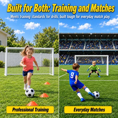 Vista 5 de Kids Soccer Goal, 12x6ft/8x6ft/6x4ft Steel Soccer Goals for Backyard Steel Goal for Kids 4–15, for Training and Match Play, Include HDPE Soccer Net