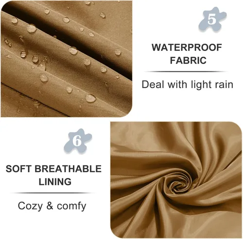 Vista 7 de FARVALUE Gabardina impermeable para mujer, larga, doble botonadura, rompevientos, clásica, con cinturón, solapa con capucha extraíble