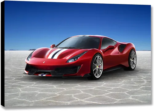 Vista 3 de Ferrari 488 Pista - Lienzo decorativo giclée Galería profesional estilo envolvente y listo para colgar fotos en lienzo galería Wrap Wall Display.