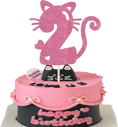 Vista 10 de Paquete de 24 adornos para cupcakes de gato y miau, con purpurina negra, para gatitos, gatos, cupcakes, alimentos, amantes de los gatos, temática