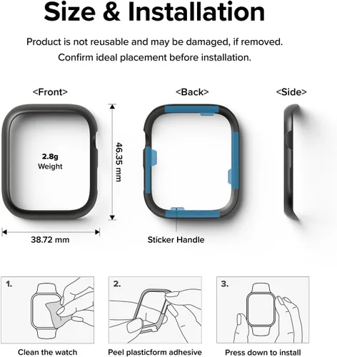 Vista 8 de Ringke Estilo de bisel [elegante marco de acero inoxidable] compatible con Apple Watch Series 9, 8, 7 (1.772 pulgadas), protector antiarañazos, Gris