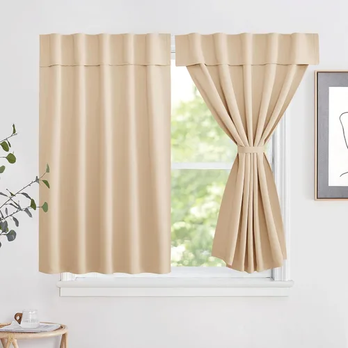 Vista 21 de NICETOWN Biscotti - Cortinas opacas para puerta francesa, color beige, 72 pulgadas de largo Cortina de ventana portátil de granja autoadhesiva