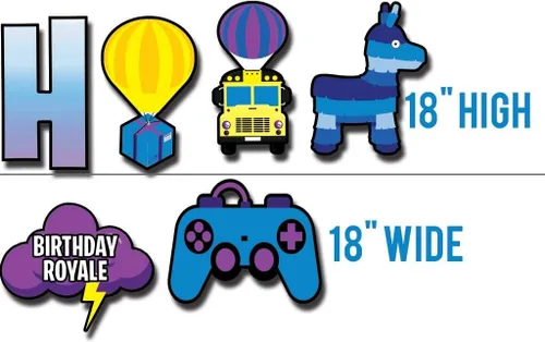 Vista 3 de VictoryStore Battle Royale Party Supplies - 20 carteles de patio con estacas - Letreros modernos de plástico de 18 pulgadas - Feliz cumpleaños