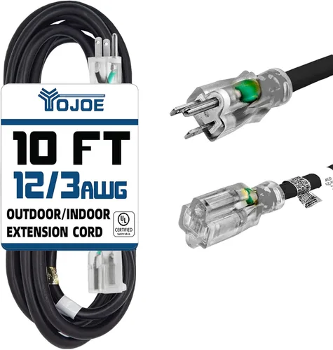 Vista 41 de YOJOE Extensión de cable para interiores y exteriores con extremo iluminado, cable resistente de 3 puntas 15A a prueba de inclemencias del tiempo