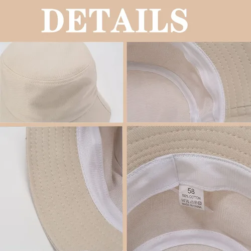Vista 8 de Paquete de 3 sombreros de verano unisex para actividades al aire libre 3 Negro/Blanco/Beige
