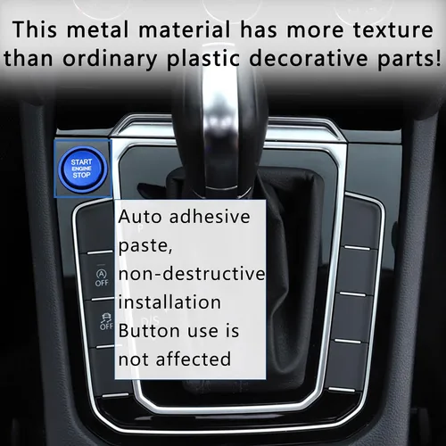 Vista 6 de Cubierta de botón de arranque para automóvil compatible con Audi, cubierta de aluminio para botón de arranque del motor con anillo de metal para Azul