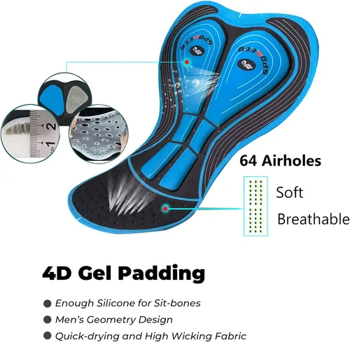 Vista 3 de sponeed - Mallas de ciclismo para hombre, acolchadas, 4D, para ciclismo de carretera