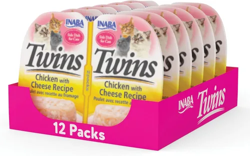 Vista 11 de INABA Gemelos para gatos, guarniciones/copas, 1.23 onzas por porción, 12 porciones, receta de pollo