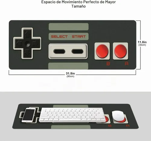 Vista 6 de Alfombrilla de mouse extendida con botones para consola de juegos, alfombrilla gruesa y grande para teclado de computadora, base de goma