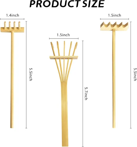 Vista 5 de Artcome Mini mesa Zen Sand Garden Rake Tool Set – con rastrillos, cepillo de arena, cuchara, tubo de bambú, meditación, arena, herramientas