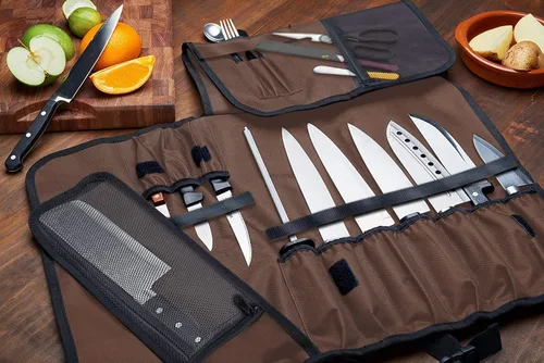 Vista 2 de EVERPRIDE Chef Knife Roll PLUS Juego de protectores de cuchillos (juego de 6 piezas) - Bolsa para cuchillos con capacidad para 10 cuchillos
