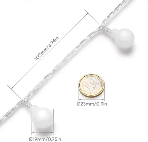 Vista 10 de Lighting EVER Guirnalda de luces con forma de globo, funciona con pilas, 16.4 pies, 50 luces LED de bola pequeña decorativa con control remoto