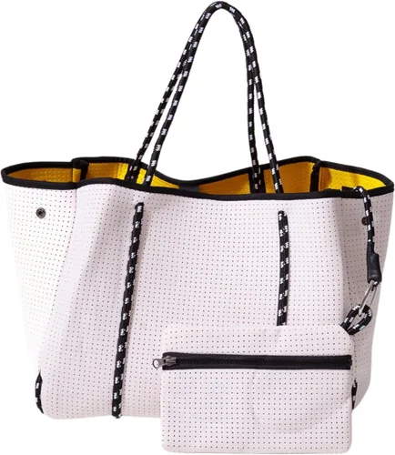 Vista 47 de POPUPS Bolso grande de neopreno para mujer - Bolso de mano de diseñador para todos los días, para el trabajo, la playa y viajes con bolsillos