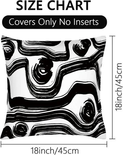 Vista 7 de Fundas de Almohada Decorativas de Rayas Blancas y Negras 18x18 pulgadas, Juego de 2, Patrón Moderno de Lino Arte Abstracto Estilo Boho, Fundas