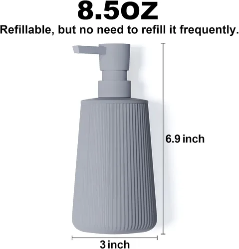 Vista 5 de Uaniar Juego de 2 dispensadores de jabón de baño, dispensador de jabón gris para cocina, pequeños dispensadores de jabón de manos de plástico de 8.5