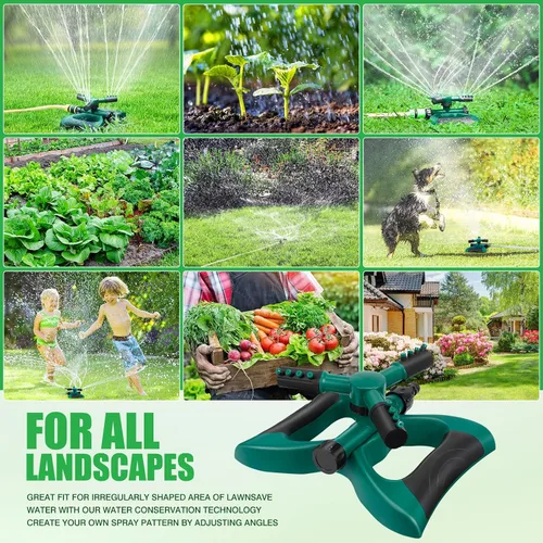 Vista 6 de UNIFUN Aspersor para patio, rociador giratorio de agua para jardín para cobertura de área grande, rociadores de césped y patio