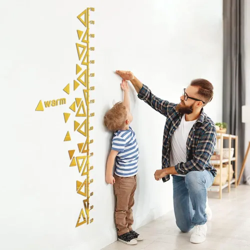 Vista 5 de Adhesivo de espejo de pared para niños, medición de altura, calcomanías de espejo de vidrio, autoadhesivas, regla de crecimiento, calcomanía
