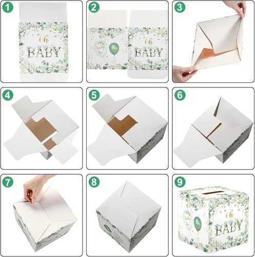 Vista 7 de Gersoniel Juegos de baby shower, caja de rifas de pañales con 50 boletos para rifas de pañales, decoración de fiesta de baby shower, kit de juego