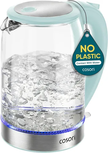 Vista 10 de COSORI - Hervidor eléctrico, sin contacto de plástico con agua, 1.8 qt/1500W, tapa interior y filtro de acero inoxidable, tetera para café y té