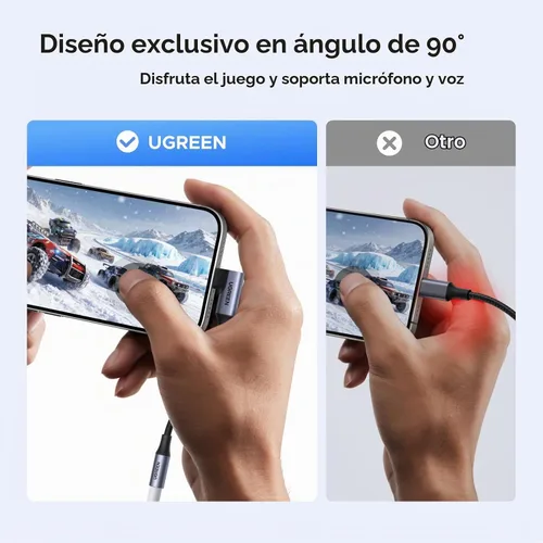 Vista 5 de UGREEN Adaptador de audio USB C en ángulo recto a conector auxiliar