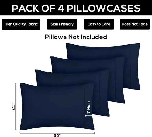 Vista 3 de Utopia Bedding - Juego de 4 fundas de almohada tamaño Queen, con cierre de sobre, tela de microfibra cepillada suave, resistentes al encogimiento