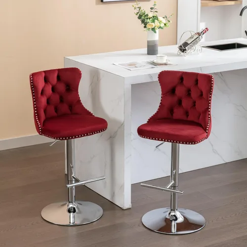 Vista 16 de Sillas para Barra de Cocina, Bancos para Barra de Cocina, juego de 2 sillas giratorias de bar de cocina con respaldo, para el hogar pub e isla Beige