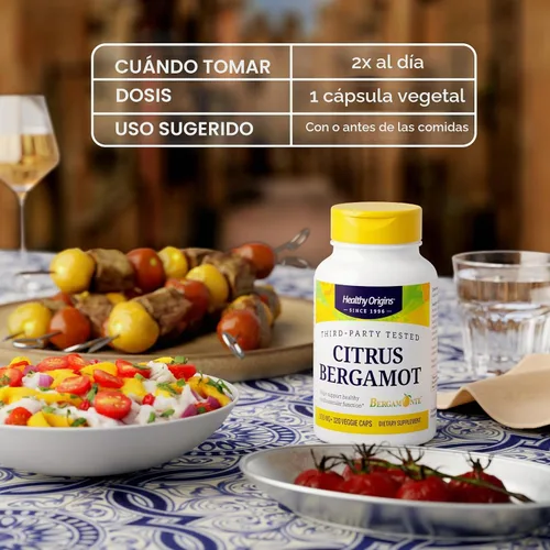 Vista 5 de Healthy Origins Bergamota Cítrica Bergamonte 500 mg, 120 Cápsulas Vegetales
