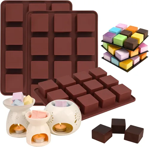 Vista 7 de Moldes de silicona para derretir cera de silicona, molde rectangular de barra de chocolate para velas de cera sin mecha, moldes de chocolate