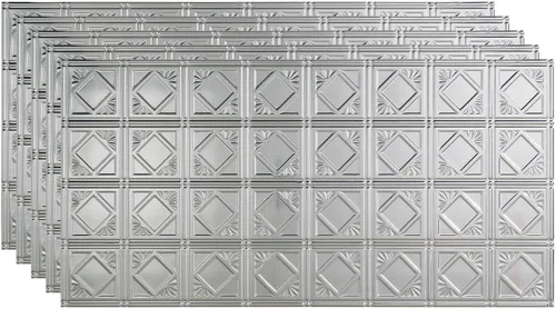 Vista 25 de FASÄDE Panel de techo decorativo de vinilo decorativo de estilo tradicional / patrón 4 de 2 x 4 pies en bronce bermudas (paquete de 5)