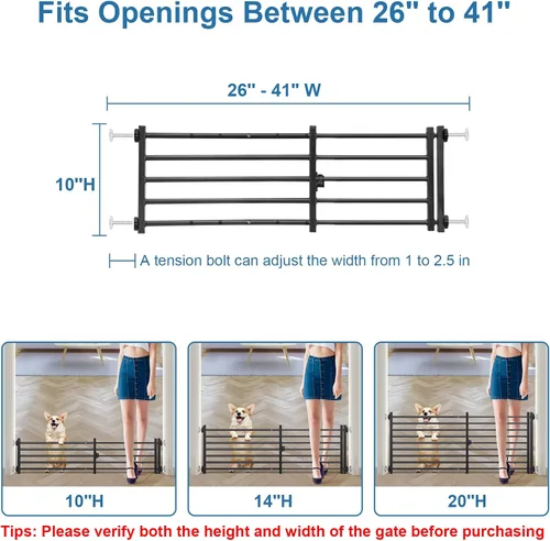 Vista 3 de Malier Puerta de interior para perros con puerta, puerta extra ancha de metal para mascotas, puerta corta para perros para escaleras, montaje a