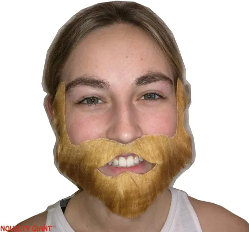 Vista 2 de Juego de disfraz gigante de plástico de 24.0in para hacha Lumberjack y barba marrón.