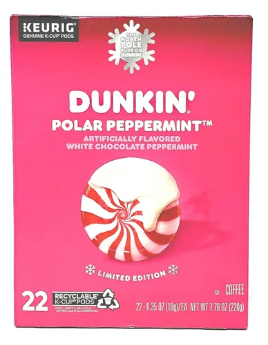 Vista 2 de Dunkin Donuts Limited Edition Holiday Coffee K Cups – Menta polar – 2 cajas – 44 cápsulas Kcup de temporada para cafeteras Keurig