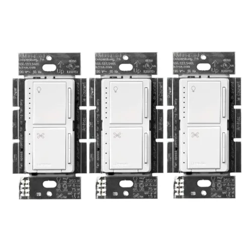 Vista 17 de Lutron Maestro LED+ - Regulador e interruptor dual Bombillas LED de 75 vatios/ventiladores de 2.5 A, un solo polo MACL-L3S25-WH Blanco