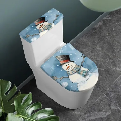 Vista 23 de Flashideas Juego de cubierta para tanque y tapa de inodoro con estampados de patas de perro coloridas - Elástico, se adapta a la mayoría de tanques
