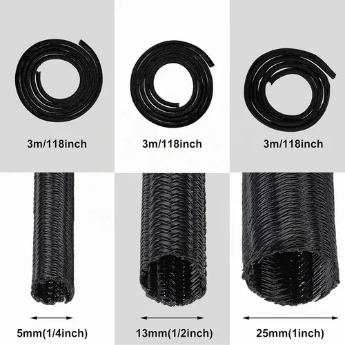 Vista 6 de Boao 3 piezas protector de cable tubo de malla de alambre manga de cable funda dividida para cable cargador USB cubierta de cable cable de audio