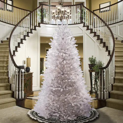 Vista 2 de National Tree Company Árbol de Navidad artificial completo, blanco, abeto Dunhill, incluye soporte, 6.5 pies