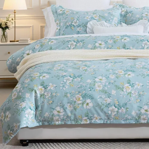 Vista 12 de DAUAOTO Juego de funda de edredón Twin XL de 68"X92", ropa de cama de algodón con estampado de granja para cama Twin XL extra larga, patrón floral