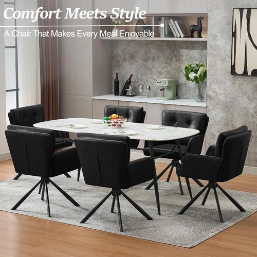 Vista 8 de WUTUTUEE Silla de comedor de piel sintética, moderna, cómoda, giratoria, silla de comedor tapizada con respaldo medio, silla de escritorio sin