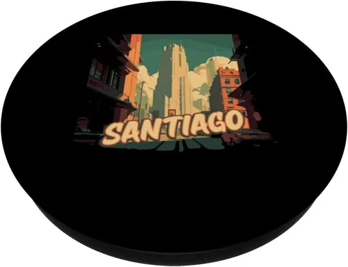Vista 2 de Santiago Retro Chile Vintage Chilean Traveling Traveler PopSockets Standard PopGrip