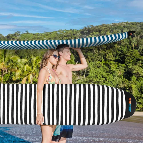 Vista 5 de SUN CUBE Funda para calcetín para tabla de surf, bolsa protectora para tabla de surf, ligera, elástica, para longboard, híbrido, tabla corta