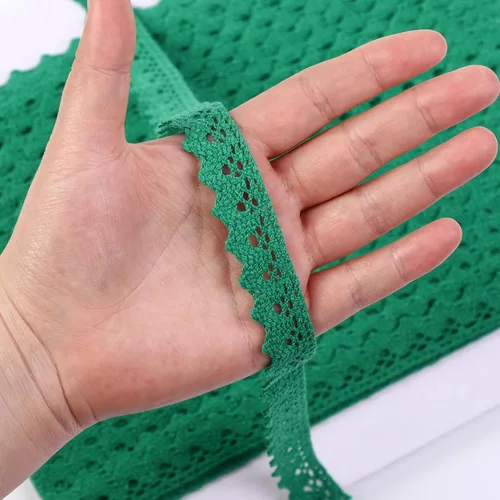 Vista 4 de Cinta de encaje de algodón de 30 yardas y 0.7 pulgadas de ancho, borde de encaje multicolor para coser, encaje de ganchillo para manualidades