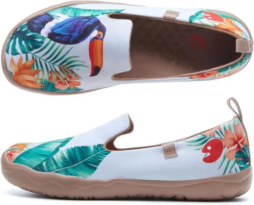Vista 56 de UIN Mocasines casuales para mujer, de viaje, pintados, para caminar, ligeros, cómodos, de lona, tenis de moda