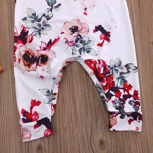 Vista 4 de Mameluco de manga corta con estampado floral para recién nacida