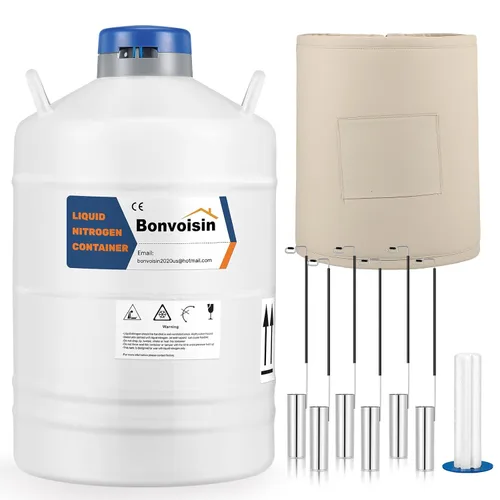 Vista 10 de Bonvoisin Contenedor de nitrógeno líquido 3L, tanque LN2 Dewar criogénico, tanque de semen de aleación de aluminio con 6 recipientes bolsa