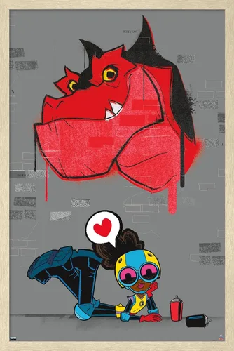 Vista 7 de Trends International Marvel's Moon Girl & Devil Dinosaur - Póster de pared, 22.4 pulgadas de largo x 14.7 pulgadas, versión enmarcada de madera