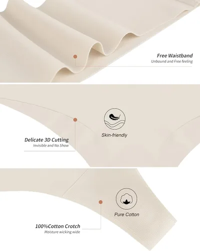 Vista 4 de DEANGELMON - Tangas cómodas sin costuras, para mujer, ropa interior invisible, paquete surtido